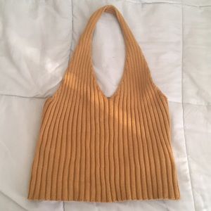 Mustard Knitted Halter Top 💛